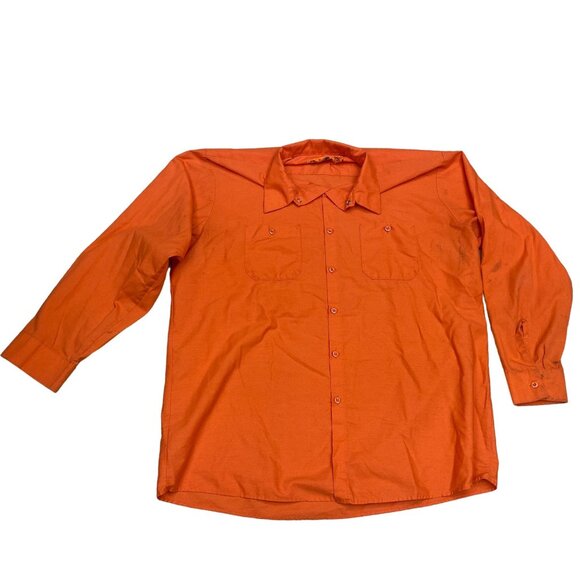 3 Red Kap Mens XXL Long Sleeve Orange Work Shirt Cotton Dual Chest Pockets - Picture 10 of 13